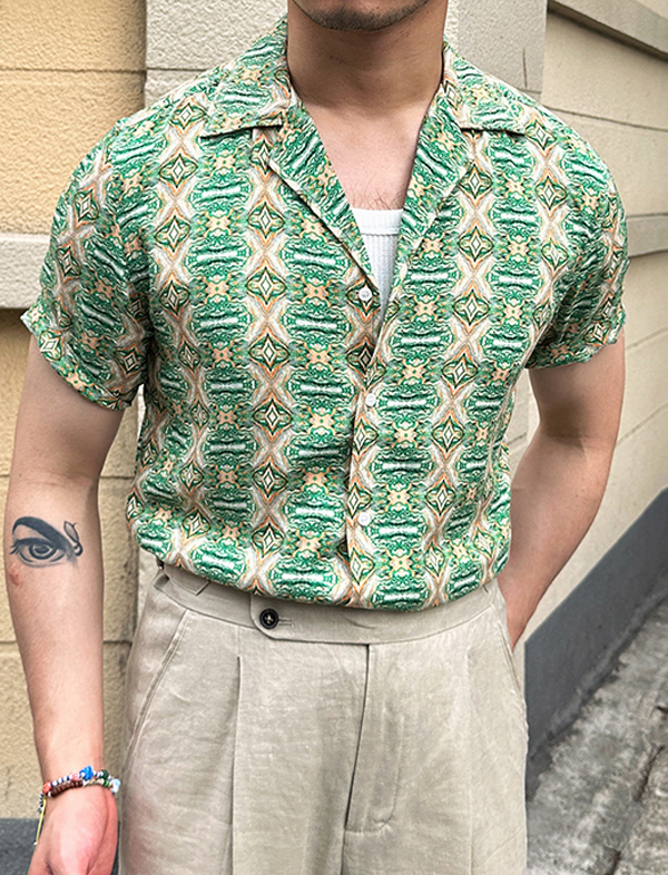 무료배송 해외 수입 하와이언 셔츠 반팔 쿠바 비치 해변 레트로 얇은 시원한 패턴 바캉스 루즈핏 여름