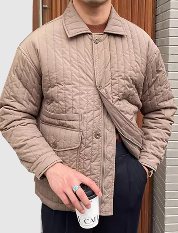 무료배송 해외 수입  한정판 퀼팅 퀼트 경량 패딩 점퍼 누빔 재킷  모던 심플 카라 봄 가을 겨울