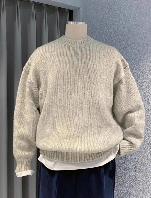 무료배송 해외 수입 니트티  라운드 모던 심플 루즈핏 두꺼운 따뜻한 캐주얼 스웨터 가을 겨울