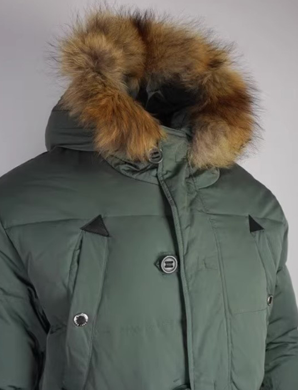 무료배송 해외 수입 라쿤 야상 오리털 덕 다운 하프 후드 패딩 루즈핏 두꺼운 따뜻한 겨울